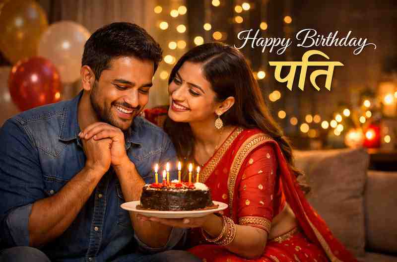 Husband ke liye birthday wishes in Hindi romantic image
